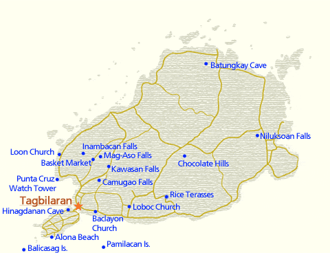 Map of Attractions of Bohol
