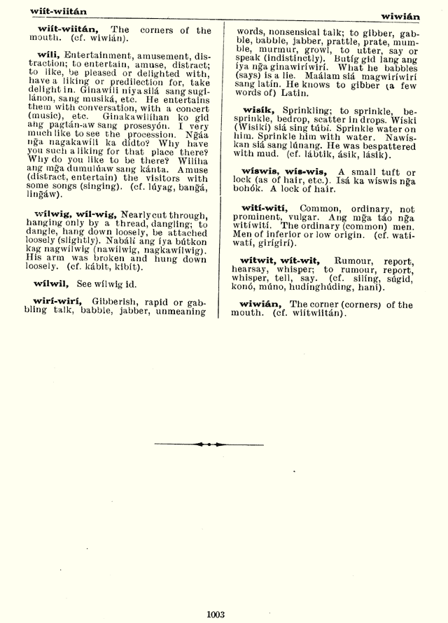 Visayan-English Dictionary, page 1003