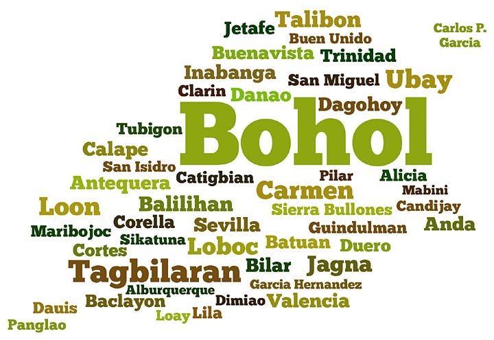 Bohol Geographic Word Cloud